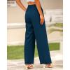imageBTFBM Women High Waist Palazzo Pants Casual Wide Leg Trousers Button Down Loose Work Office Business Suit Pant PocketsSolid Dark Blue