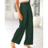 imageBTFBM Women High Waist Palazzo Pants Casual Wide Leg Trousers Button Down Loose Work Office Business Suit Pant PocketsSolid Dark Green