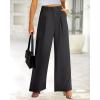 imageBTFBM Women High Waist Palazzo Pants Casual Wide Leg Trousers Button Down Loose Work Office Business Suit Pant PocketsSolid Dark Grey