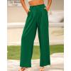 imageBTFBM Women High Waist Palazzo Pants Casual Wide Leg Trousers Button Down Loose Work Office Business Suit Pant PocketsSolid Green