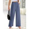 imageBTFBM Women High Waist Palazzo Pants Casual Wide Leg Trousers Button Down Loose Work Office Business Suit Pant PocketsSolid Grey Blue