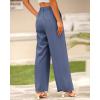 imageBTFBM Women High Waist Palazzo Pants Casual Wide Leg Trousers Button Down Loose Work Office Business Suit Pant PocketsSolid Grey Blue