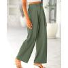 imageBTFBM Women High Waist Palazzo Pants Casual Wide Leg Trousers Button Down Loose Work Office Business Suit Pant PocketsSolid Grey Green