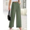 imageBTFBM Women High Waist Palazzo Pants Casual Wide Leg Trousers Button Down Loose Work Office Business Suit Pant PocketsSolid Grey Green