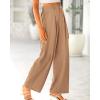 imageBTFBM Women High Waist Palazzo Pants Casual Wide Leg Trousers Button Down Loose Work Office Business Suit Pant PocketsSolid Khaki