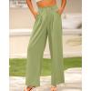 imageBTFBM Women High Waist Palazzo Pants Casual Wide Leg Trousers Button Down Loose Work Office Business Suit Pant PocketsSolid Light Green