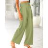 imageBTFBM Women High Waist Palazzo Pants Casual Wide Leg Trousers Button Down Loose Work Office Business Suit Pant PocketsSolid Light Green