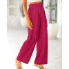 imageBTFBM Women High Waist Palazzo Pants Casual Wide Leg Trousers Button Down Loose Work Office Business Suit Pant PocketsSolid Rose Red