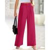 imageBTFBM Women High Waist Palazzo Pants Casual Wide Leg Trousers Button Down Loose Work Office Business Suit Pant PocketsSolid Rose Red