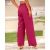 imageBTFBM Women High Waist Palazzo Pants Casual Wide Leg Trousers Button Down Loose Work Office Business Suit Pant PocketsSolid Rose Red