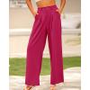 imageBTFBM Women High Waist Palazzo Pants Casual Wide Leg Trousers Button Down Loose Work Office Business Suit Pant PocketsSolid Rose Red
