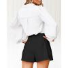 imageBTFBM Women Satin Button Down Shirts Summer Fall Lantern Long Sleeve Lapel V Neck Blouse Loose Casual Office Work TopsSolid White