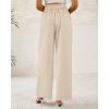 imageBTFBM Women Wide Leg Dress Pants 2025 High Waisted Button Pleated Business Casual Trousers Office Work Palazzo PantsBeige