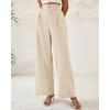 imageBTFBM Women Wide Leg Dress Pants 2025 High Waisted Button Pleated Business Casual Trousers Office Work Palazzo PantsBeige