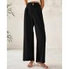 imageBTFBM Women Wide Leg Dress Pants 2025 High Waisted Button Pleated Business Casual Trousers Office Work Palazzo PantsBlack