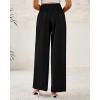 imageBTFBM Women Wide Leg Dress Pants 2025 High Waisted Button Pleated Business Casual Trousers Office Work Palazzo PantsBlack