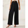 imageBTFBM Women Wide Leg Dress Pants 2025 High Waisted Button Pleated Business Casual Trousers Office Work Palazzo PantsBlack