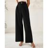imageBTFBM Women Wide Leg Dress Pants 2025 High Waisted Button Pleated Business Casual Trousers Office Work Palazzo PantsBlack
