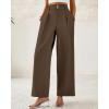 imageBTFBM Women Wide Leg Dress Pants 2025 High Waisted Button Pleated Business Casual Trousers Office Work Palazzo PantsCoffee