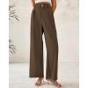 imageBTFBM Women Wide Leg Dress Pants 2025 High Waisted Button Pleated Business Casual Trousers Office Work Palazzo PantsCoffee