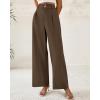 imageBTFBM Women Wide Leg Dress Pants 2025 High Waisted Button Pleated Business Casual Trousers Office Work Palazzo PantsCoffee