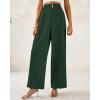 imageBTFBM Women Wide Leg Dress Pants 2025 High Waisted Button Pleated Business Casual Trousers Office Work Palazzo PantsDark Green