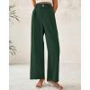 imageBTFBM Women Wide Leg Dress Pants 2025 High Waisted Button Pleated Business Casual Trousers Office Work Palazzo PantsDark Green