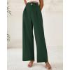 imageBTFBM Women Wide Leg Dress Pants 2025 High Waisted Button Pleated Business Casual Trousers Office Work Palazzo PantsDark Green