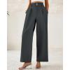 imageBTFBM Women Wide Leg Dress Pants 2025 High Waisted Button Pleated Business Casual Trousers Office Work Palazzo PantsDark Grey