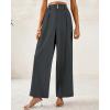 imageBTFBM Women Wide Leg Dress Pants 2025 High Waisted Button Pleated Business Casual Trousers Office Work Palazzo PantsDark Grey