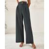 imageBTFBM Women Wide Leg Dress Pants 2025 High Waisted Button Pleated Business Casual Trousers Office Work Palazzo PantsDark Grey