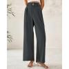 imageBTFBM Women Wide Leg Dress Pants 2025 High Waisted Button Pleated Business Casual Trousers Office Work Palazzo PantsDark Grey