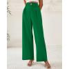 imageBTFBM Women Wide Leg Dress Pants 2025 High Waisted Button Pleated Business Casual Trousers Office Work Palazzo PantsGreen