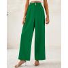 imageBTFBM Women Wide Leg Dress Pants 2025 High Waisted Button Pleated Business Casual Trousers Office Work Palazzo PantsGreen