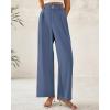 imageBTFBM Women Wide Leg Dress Pants 2025 High Waisted Button Pleated Business Casual Trousers Office Work Palazzo PantsGrey Blue