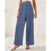 imageBTFBM Women Wide Leg Dress Pants 2025 High Waisted Button Pleated Business Casual Trousers Office Work Palazzo PantsGrey Blue