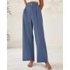 imageBTFBM Women Wide Leg Dress Pants 2025 High Waisted Button Pleated Business Casual Trousers Office Work Palazzo PantsGrey Blue