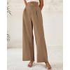 imageBTFBM Women Wide Leg Dress Pants 2025 High Waisted Button Pleated Business Casual Trousers Office Work Palazzo PantsKhaki