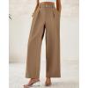 imageBTFBM Women Wide Leg Dress Pants 2025 High Waisted Button Pleated Business Casual Trousers Office Work Palazzo PantsKhaki