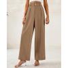 imageBTFBM Women Wide Leg Dress Pants 2025 High Waisted Button Pleated Business Casual Trousers Office Work Palazzo PantsKhaki