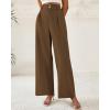 imageBTFBM Women Wide Leg Dress Pants 2025 High Waisted Button Pleated Business Casual Trousers Office Work Palazzo PantsLight Brown