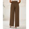 imageBTFBM Women Wide Leg Dress Pants 2025 High Waisted Button Pleated Business Casual Trousers Office Work Palazzo PantsLight Brown