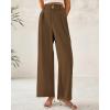 imageBTFBM Women Wide Leg Dress Pants 2025 High Waisted Button Pleated Business Casual Trousers Office Work Palazzo PantsLight Brown