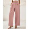 imageBTFBM Women Wide Leg Dress Pants 2025 High Waisted Button Pleated Business Casual Trousers Office Work Palazzo PantsPink