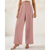 imageBTFBM Women Wide Leg Dress Pants 2025 High Waisted Button Pleated Business Casual Trousers Office Work Palazzo PantsPink