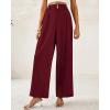 imageBTFBM Women Wide Leg Dress Pants 2025 High Waisted Button Pleated Business Casual Trousers Office Work Palazzo PantsWine Red