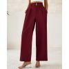 imageBTFBM Women Wide Leg Dress Pants 2025 High Waisted Button Pleated Business Casual Trousers Office Work Palazzo PantsWine Red