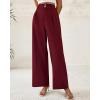 imageBTFBM Women Wide Leg Dress Pants 2025 High Waisted Button Pleated Business Casual Trousers Office Work Palazzo PantsWine Red