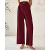 imageBTFBM Women Wide Leg Dress Pants 2025 High Waisted Button Pleated Business Casual Trousers Office Work Palazzo PantsWine Red