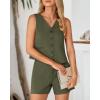 imageBTFBM Womens Blazer 2 Piece Outfits Summer 2025 Casual Business Clothes Sleeveless Button Down Vest Shorts Lounge SetsArmy Green